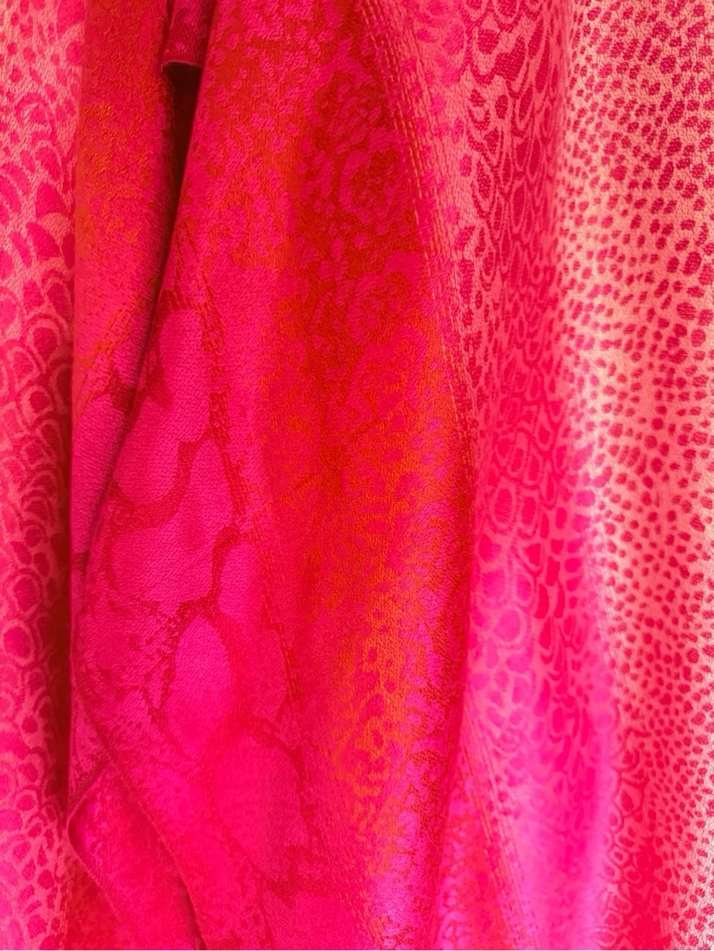 Pashmina Cashmere Silk Wrap Shawl Hot Pink Jacquard Fringe Italy Firenze